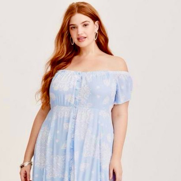 TORRID Powder Blue and White Bandana Maxi Dress - Picture 9 of 11